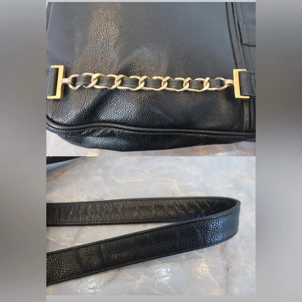 Authentic CHANEL black caviar leather backpack